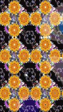 Raster illüstrasyonunda kusursuz çiçek deseni. Sarı renkte çiçekler.