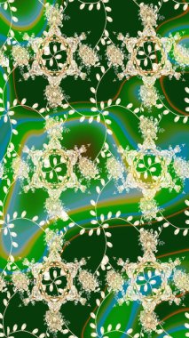 Bir sürü yeşil ve soyut çiçekli tropik, pürüzsüz bir desen. Küçük çiçekteki sevimli çiçek deseni. Varicologreen raster kusursuz illüstrasyon.