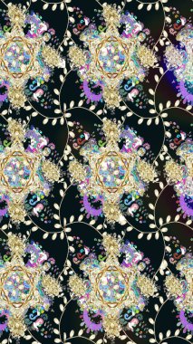 Moda baskısı. Çiçeğin suluboya çizimlerinin mükemmel deseni. Dekorasyon ve tasarım için güzel bir desen. Ton halinde. Suluboya desensiz çiçek buketi.