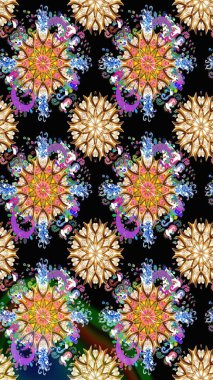 Kabile sanatı boho baskısı, klasik çiçek arkaplanı. Soyut etnik raster kusursuz desen. Arkaplan dokusu, duvar kağıdı, siyah renkli çiçek teması.