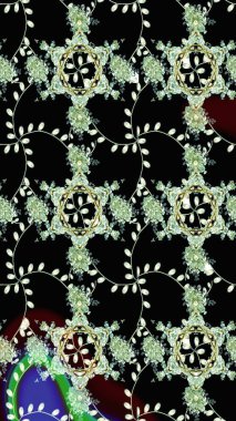 Siyah ve nötr renklerde çiçekler. Renkli Bahar Temalı Kusursuz Arkaplan. Raster illüstrasyonunda kusursuz çiçek deseni. Düz Çiçek Elementleri Tasarımı.