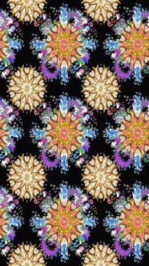 Kusursuz bir arka plan modeli. Vadinin siyah ve bej renkli çiçekleri. Raster - stok. Suluboya, elle çizilmiş.