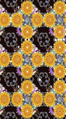 Çiçekli güzel suluboya desen. Sarı renklerde. Raster illüstrasyonu.