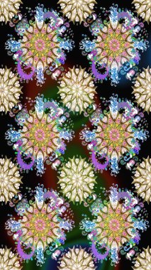 Raster illüstrasyonunda kusursuz çiçek deseni. Siyah ve nötr renkte çiçekler.