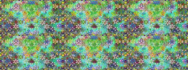 Çiçekli karalama şeklinde Raster çiçek deseni. Yeşil renkli çiçekler. Yumuşak, bahar çiçekli arka plan.