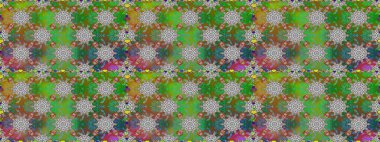 Çiçekli karalama şeklinde Raster çiçek deseni. Nazik, sevimli çiçek arkaplanı. Yeşil renkte çiçekler.