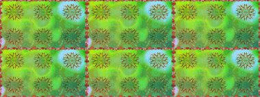 Arkaplan dokusu, duvar kağıdı, yeşil renkli çiçek teması. Kabile sanatı boho baskısı, klasik çiçek arkaplanı. Soyut etnik raster pürüzsüz desen.