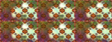 Raster illüstrasyonu. Renkli süs kenarı. Hint süsü. Kahverengi renklerde. Çiçek duvar kağıdı. Kusursuz desen.