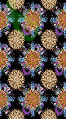 Yumuşak, bahar çiçekleri siyah ve kahverengi renklerde. Çiçekli karalama şeklinde Raster çiçek deseni. Raster illüstrasyonu.