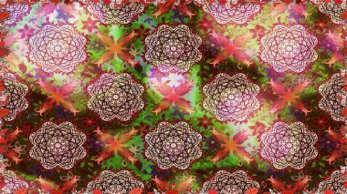 Kahverengi renkli Asya tekstili. Kusursuz çiçek deseni. Raster illüstrasyonu.