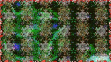 Raster illüstrasyonu. Gri renklere karalamalar çizen kusursuz çiçek deseni.