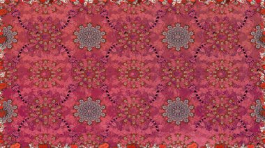 Asya tekstil tarzında. Raster illüstrasyonu. Pembe renkli çiçekler. Kusursuz çiçek deseni. Raster illüstrasyonu.