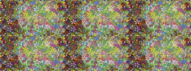 Raster. Düz Çiçek Elementleri Tasarımı. Renkli Bahar Teması Kusursuz Arkaplan.