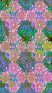 Kusursuz çiçek deseni. Tarafsız renklerde Asya tekstil tarzında. Raster illüstrasyonu.