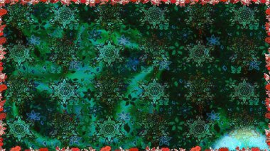 Küçük yeşil çiçeklerle oldukça eski bir besin torbası deseni. Tekstil, kumaş, kapaklar, duvar kağıtları, baskı, naylon, yapıştırma, örgü, dekupaj için çiçeksiz arkaplan.