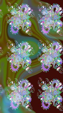 El çizimi. Suluboya çizimi. Çiçeklerle kusursuz desen. Yeşil renkte çiçekler.