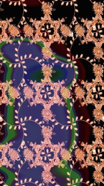 Menekşe ve siyah renkli menekşe ve siyah papatya deseni. Menekşe ve siyah renkler üzerinde. Raster illüstrasyonu.