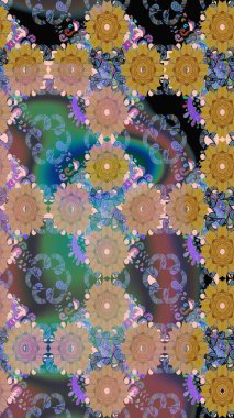 Tarafsız renklerde etnik çiçeklerle kusursuz bir desen. Raster Çiçek İllüstrasyonu güzel tekstil..