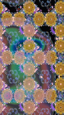 Tarafsız renklerde etnik çiçeklerle kusursuz bir desen. Raster Çiçek İllüstrasyonu güzel tekstil..