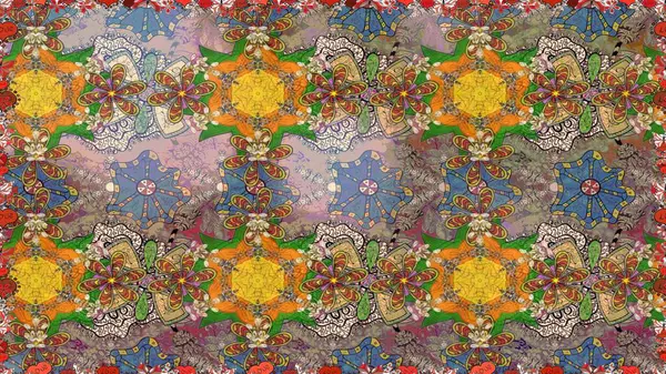 Poster ya da kapak için arka plan. Yapraklı kusursuz desen. Şirin, zarif çiçekler Raster illüstrasyonu. Davetiye ve kartpostal tasarımı için dekoratif çiçek unsurları. Tekstil için figür.