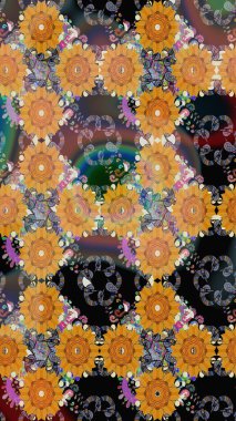 Turuncu renkli şirin tekstil. Renkli, pürüzsüz desen. Raster illüstrasyonu. Çiçek duvar kâğıdı. Çiçek arka planı.