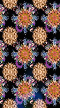 Siyah renkli çiçekler. Çiçekli kusursuz retro desen. Düz Çiçek Elementleri Tasarımı. Renkli Yaz Temalı Kusursuz Arkaplan.