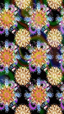 Eski usul. Tomurcukları papatya çiçekleri olan sevimli bir çiçek deseni. Raster illüstrasyonu. Kumaş, tekstil, duvar kağıdı baskısı için. Miles Fleur, süslü püslü bir süs. Kusursuz arkaplan.