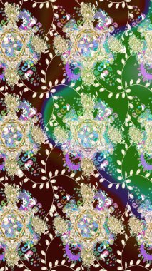 Kahverengi renklerde. Raster illüstrasyonu. Çiçekli güzel suluboya desen.