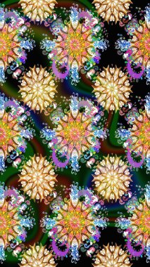 Yumuşak, yaz çiçekleri kahverengi ve mavi renklerde. Raster illüstrasyonu. Raster deseni. Küçük çiçekte sevimli çiçek deseni var..