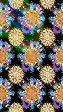 Güzel kumaş deseni. Raster suluboya deseni, narin çiçekler, siyah çiçekler, tebrik kartı şablonu..