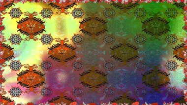 Tekstil için dikişsiz suluboya desen. Elle çizilmiş çiçek deseni (fayans). Sevimli çiçekleri, desenleri, yeşil renkleri olan renksiz desenler..