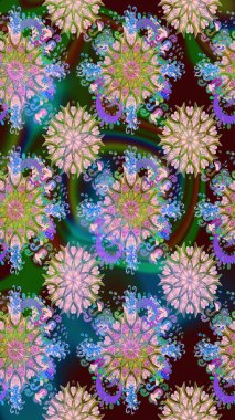 Raster illüstrasyonu. Kusursuz çiçek deseni. Tarafsız renklerde Asyalı tekstil.