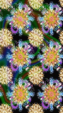 Küçük çiçekteki sevimli çiçek deseni. Bir sürü mavi ve siyah soyut çiçekli tropik, pürüzsüz bir desen. Varicoloblue ve siyah raster pürüzsüz çizim.