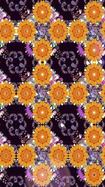 Güzel kumaş deseni. Bahar Tema Dikişsiz desen arka plan rengi. Raster çizimde sorunsuz çiçek desenli. Düz çiçek öğeleri tasarım.