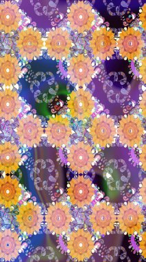 Çiçek deseni. Renkli Bahar Temalı Kusursuz Arkaplan. Raster kusursuz. Güzel kumaş deseni. Düz Çiçek Elementleri Tasarımı.