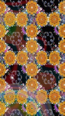 Yumuşak, bahar çiçekli arka plan. Çiçekli karalama şeklinde Raster çiçek deseni. Kahverengi renkte çiçekler.