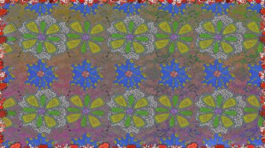 Küçük çiçekte hoş bir çiçek deseni var. Çiçeksel elementlerle süslenmiş zarif raster dokusu. Gri renkler ve parlak çiçekler üzerinde soyut, pürüzsüz desen.