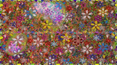 Raster illüstrasyonu. Çiçek çelengi. Güzel, parlak, pürüzsüz kumaş, tuval. Şablon, pürüzsüz, çiçekli kenar. Eski moda arka plan. Kıvırcık, parlak örgü.