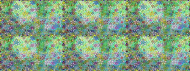 Tişörtsüz arka plan deseni. Tropik çiçekler. Yeşil renkte çiçekler.