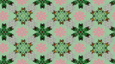 Raster illustration. Raster floral pattern in doodle style with flowers. Gentle, spring floral on neutral and gray colors.