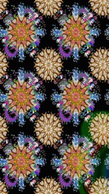 Raster illüstrasyonu. Raster deseni. Yumuşak, bahar çiçekleri siyah renklerde. Patlayan çiçekler soyut yerleştirilmiş.