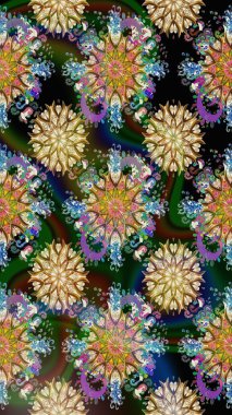 Düz çiçek öğeleri tasarım. Raster çizimde sorunsuz çiçek desenli. Bahar Tema Dikişsiz desen arka plan rengi. Fantezi kumaş deseni.