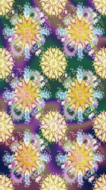 Raster Illustrasyon 'da moda olmayan çiçek deseni. Renkli Yaz Temalı Kusursuz Arkaplan. Düz Çiçek Elementleri Tasarımı. Tarafsız ve bej renkli çiçekler.