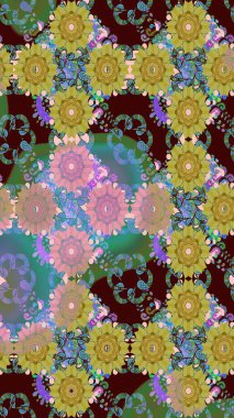 Raster suluboya çiçek deseni, narin çiçekler, kahverengi çiçekler, tebrik kartı şablonu. Raster Güzel kumaş deseni.