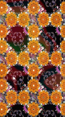 Çiçekler, yapraklar, dekoratif elementler, sıçramalar, lekeler, el çizimleri çizimleri ve Doodle çizimleri, grafik raster çizimleri.