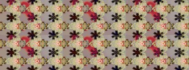 Küçük çiçekte hoş bir çiçek deseni var. Çiçeksel elementlerle süslenmiş zarif raster dokusu. Parlak çiçekli bej ve gri renkler üzerine soyut çizim deseni.