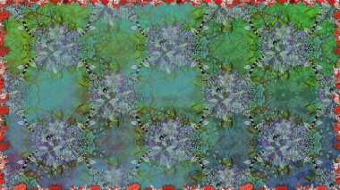 Yumuşak, yeşil renkli yaz çiçekleri. Raster illüstrasyonu. Raster deseni. Küçük çiçekte sevimli çiçek deseni var..