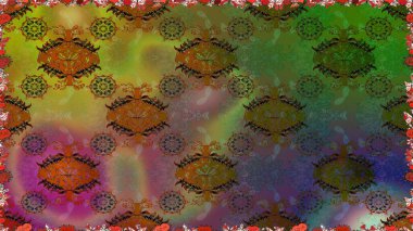 Yeşil renklerde. Raster deseni. Küçük çiçekteki sevimli çiçek deseni. Raster illüstrasyonu. Soyut çiçek pürüzsüz desen arkaplanı.