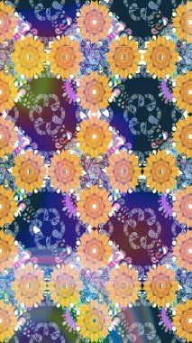 Moda baskısı, albüm, ambalaj kağıdı ve duvar kağıdı için zarif dekoratif süslemeler. Küçük çiçekli basit, dikişsiz desen. Mavi renkte şirin çiçekler. Raster illüstrasyonu.