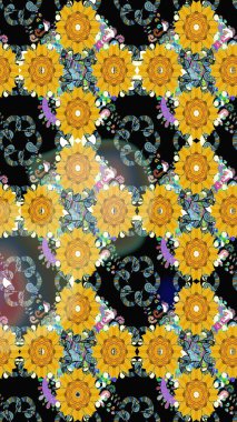 Kusursuz çiçek deseni. Asya tekstil tarzında. Raster illüstrasyonu. Renkli Bahar Temalı Kusursuz Arkaplan. Güzel kumaş deseni. Düz Çiçek Elementleri Tasarımı.